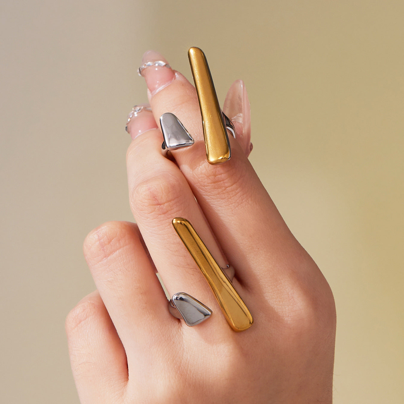 18K Gold Plated Adjustable Open Ring - Sustainable Stainless Steel, Minimalist Stackable Ring for Men and Women-ALB