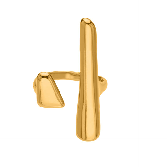 18K Gold Plated Adjustable Open Ring - Sustainable Stainless Steel, Minimalist Stackable Ring for Men and Women-ALB
