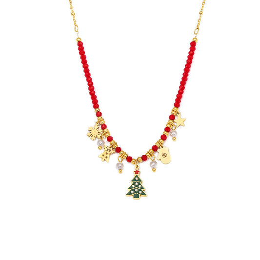 Modern Minimalist Christmas Tree Pendant - Combining Enamel Art with Geometric Zirconia Design, Ideal for Holiday Gifting-ALB