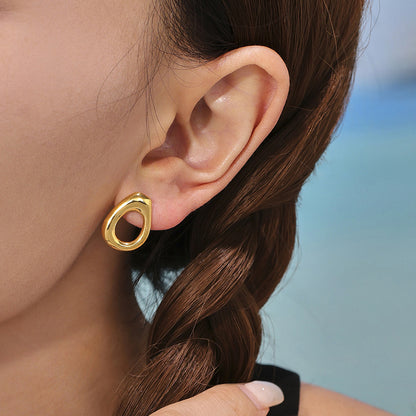 Hypoallergenic Turquoise Hoop Earrings - 18K Gold Plated Stainless Steel, Ins Viral Fashion Jewelry, Perfect Gift for Her-ALB