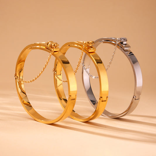 Adjustable Fringe Chain Bracelet for Couples - 18K Gold Plated Titanium Steel, Hypoallergenic and Tarnish-Resistant for Sensitive Skin-ALB