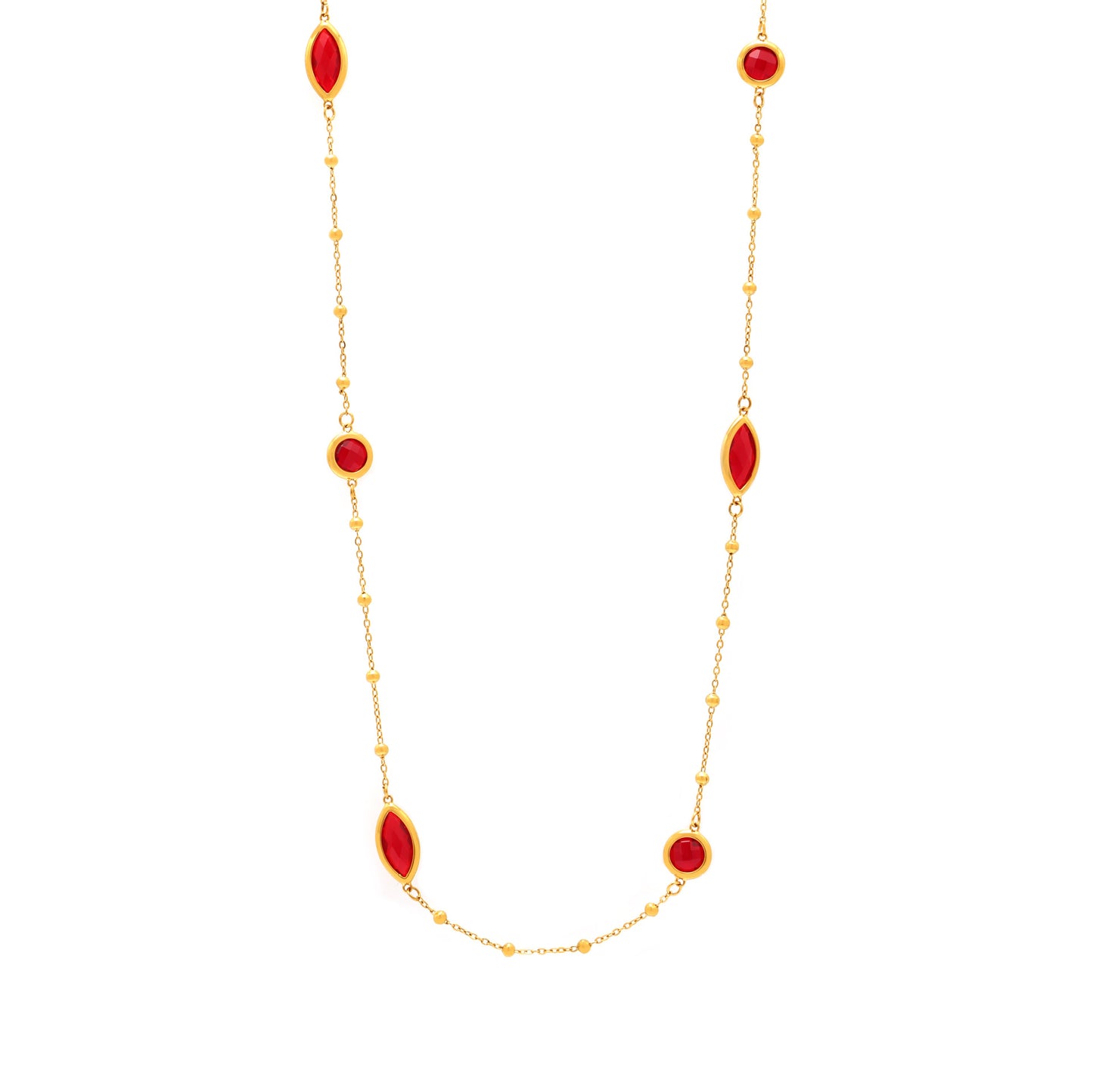 Stackable Transparent Bead Necklace - Crystal-Clear Faceted Glass Beads with Durable Steel Balls, Perfect for Layering and Gift-ALB