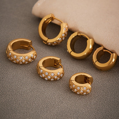 Geometric Diamond-Cut Rhombus Grid Ear Cuff - 18K Gold Plated with Zirconia, Non-Piercing Ear Clip for Sensitive Ears-ALB