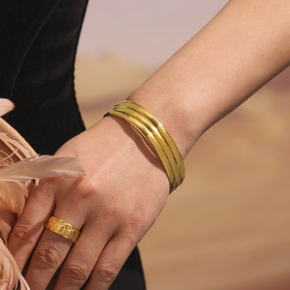 5mm Solid Circle Bangle in 18K Gold Plated Stainless Steel - High-Quality Electroplated Finish, Hypoallergenic and Tarnish-Proof Minimalist Bracelet for Women-ALB